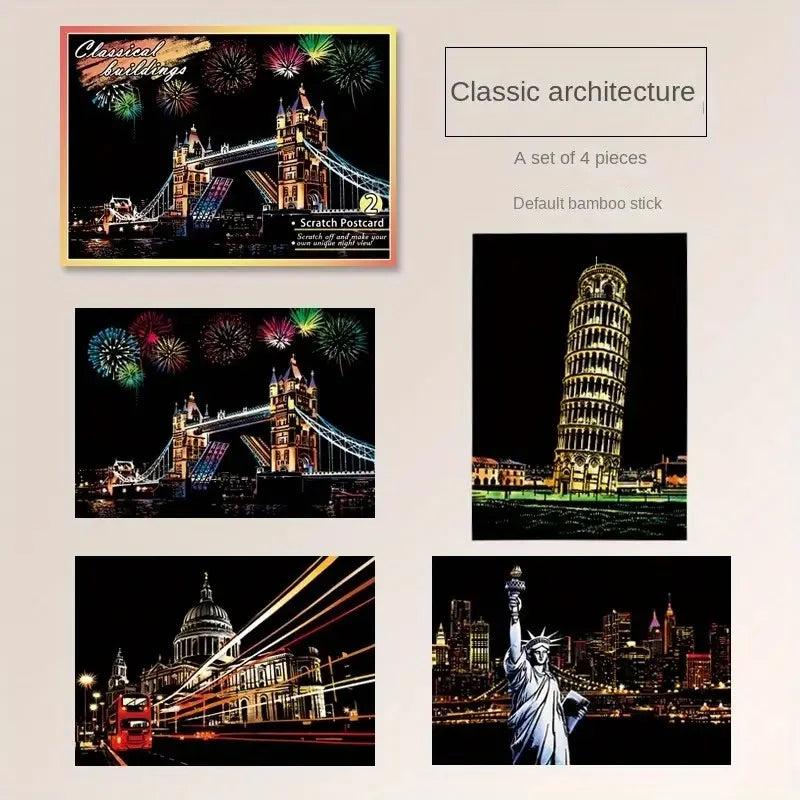 4 Piece - Scratch & Colour Artwork