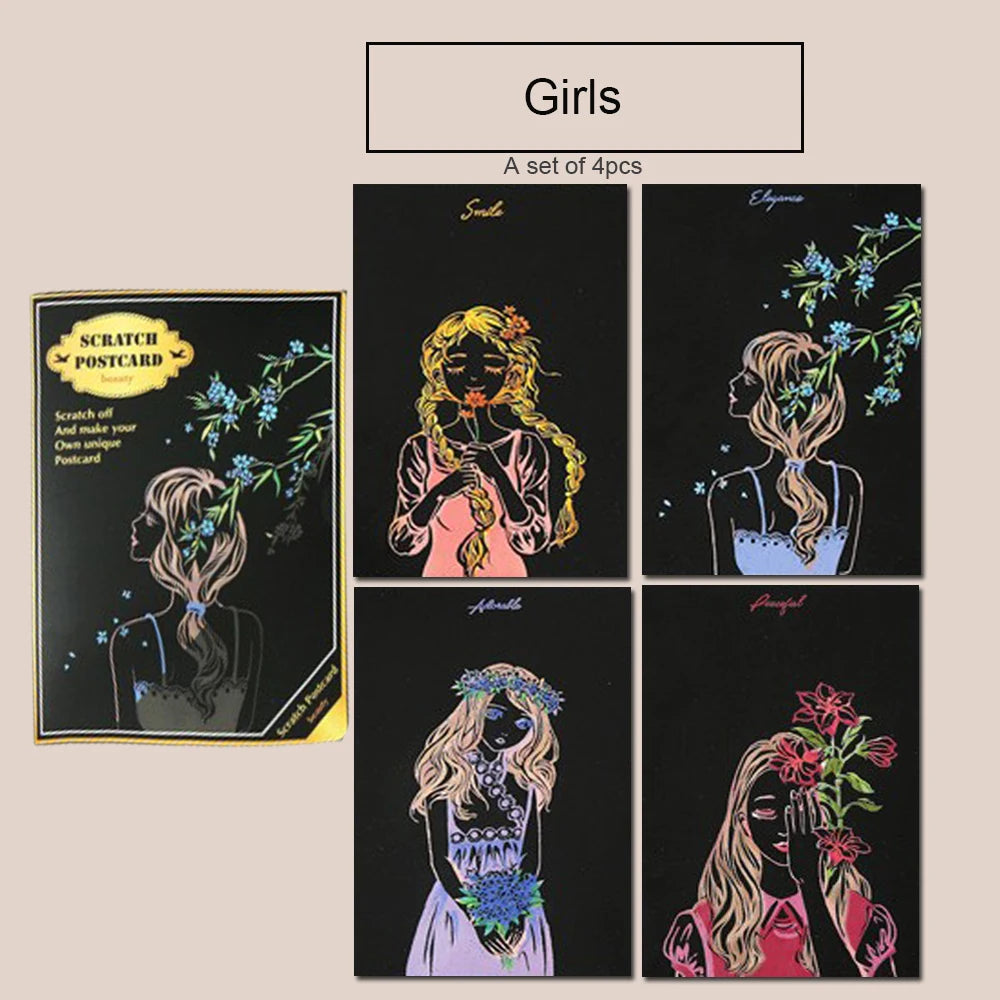 4 Piece - Scratch & Colour Artwork