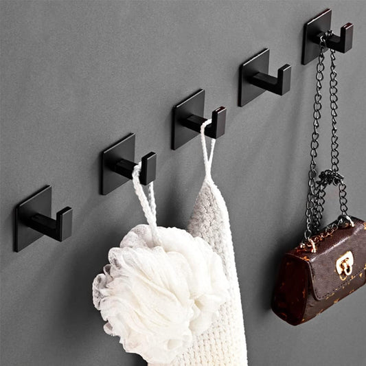 Self-Adhesive Wall Hooks – 1/4pcs Black Key| Towel | Coat Hangers