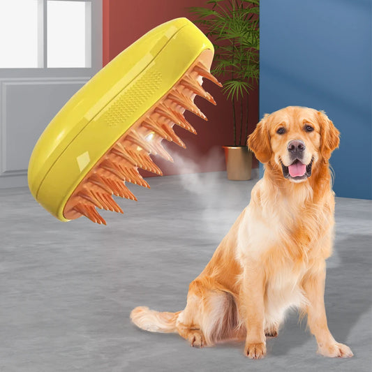 3-in-1 Electric Pet Grooming Brush – Steamer, Massager, Detangler