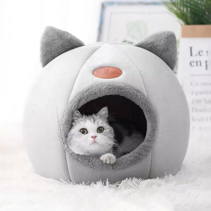 Cozy Winter Cat & Small Dog Bed - Pet Tent & Cave Mat