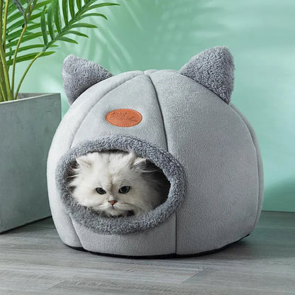 Cozy Winter Cat & Small Dog Bed - Pet Tent & Cave Mat