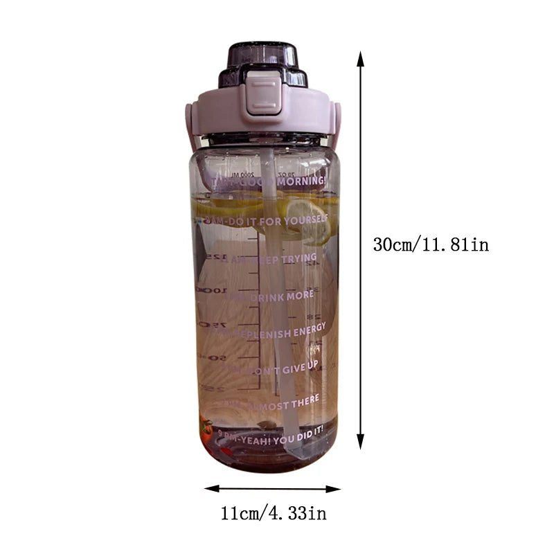 2 Litre Large Capacity Sports Water Bottle & Straw