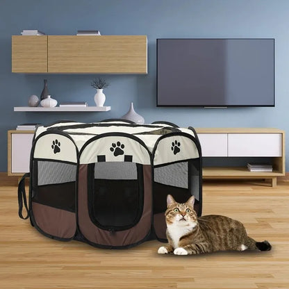 Portable Foldable Pet Tent – Octagonal Kennel & Playpen