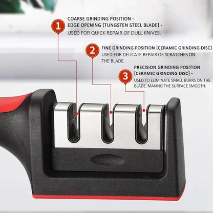 Hand-Held Multi-Functional 3/4-Segment Knife Sharpener