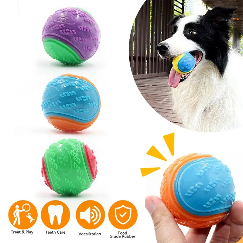 Interactive Squeaky Dog Ball -Teeth Cleaning, Bite-Resistant