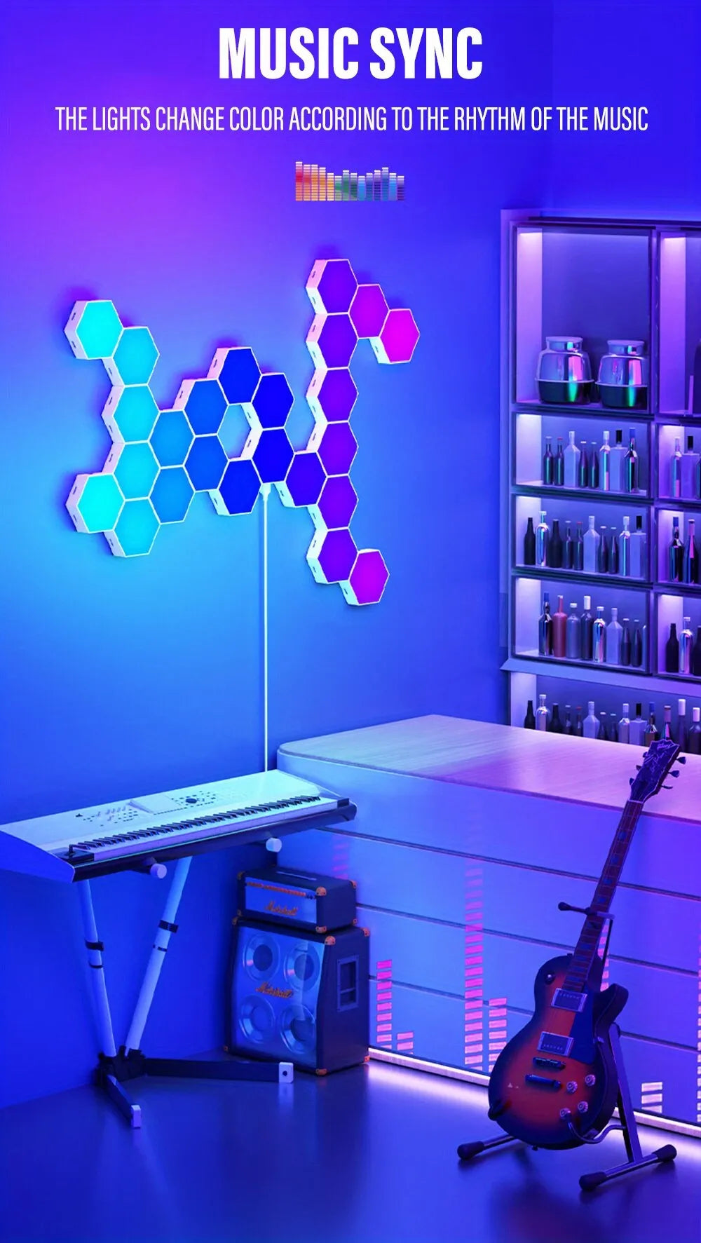 Colour Changing Hex Wall Light