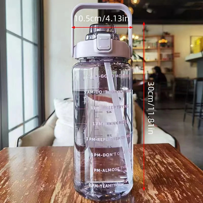 2 Litre Large Capacity Sports Water Bottle & Straw