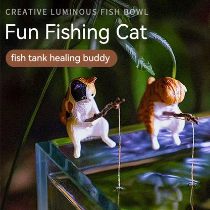 Charming Fishing Cat Aquarium Ornaments - 10 Unique Styles