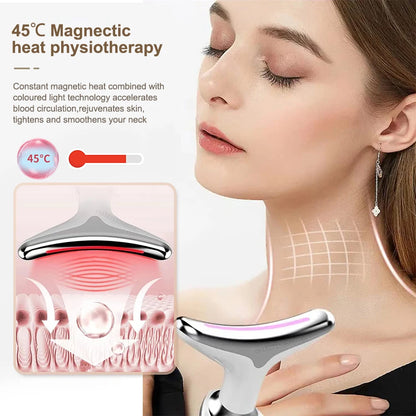 Facial and Neck Lifting Massager with LED Therapy, Anti-Wrinkle Skin Tightening Device