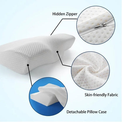 Orthopedic Memory Foam Pillow - Butterfly Shaped, Neck Protection