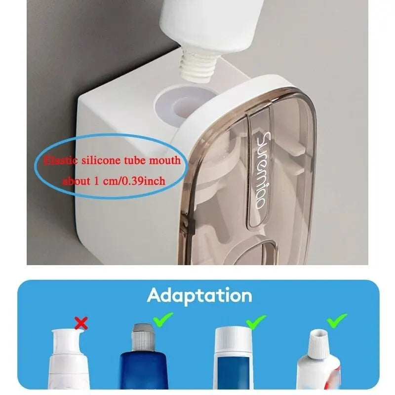 Automatic Toothpaste Dispenser – Wall Mount Toothbrush Holder