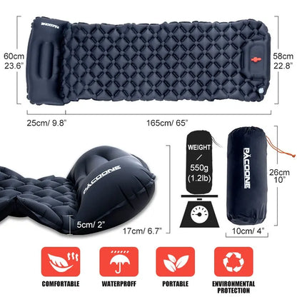 Ultralight Camping Air Mattress with Built-In Pillow