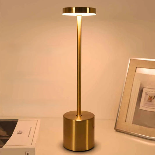 Rechargeable Touch LED Table Lamp – 3-Color Metal Bedside Light