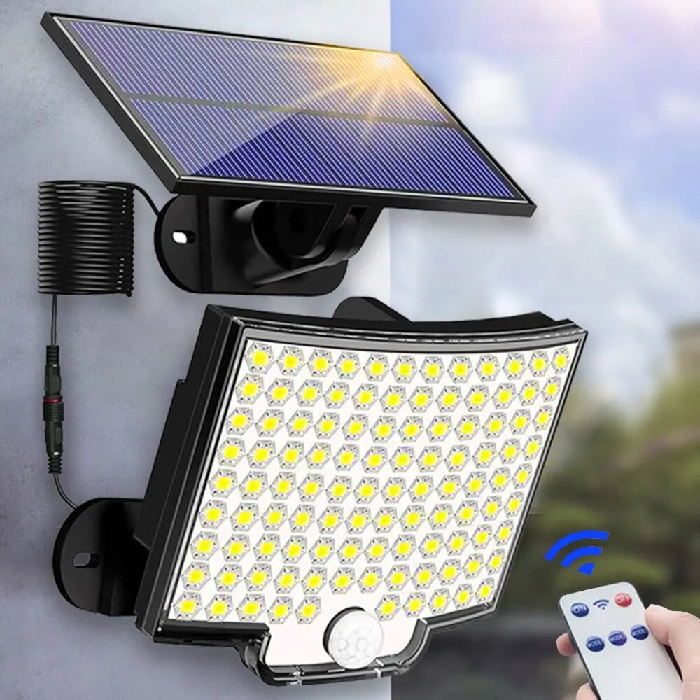 Solar Motion Sensor LED Light - Waterproof, Remote Controlled