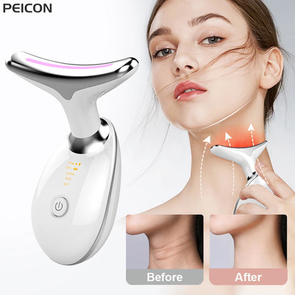 Facial and Neck Lifting Massager with LED Therapy, Anti-Wrinkle Skin Tightening Device