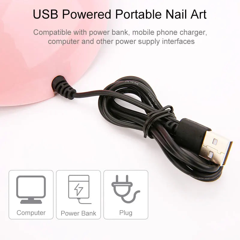 Portable Nail Dryer Machine - USB, 18 UV LED Beads for Home Use