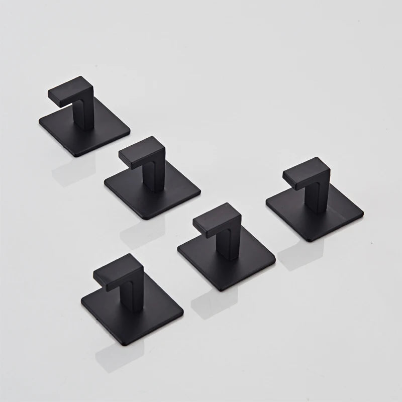 Self-Adhesive Wall Hooks – 1/4pcs Black Key| Towel | Coat Hangers