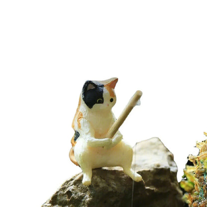 Charming Fishing Cat Aquarium Ornaments - 10 Unique Styles