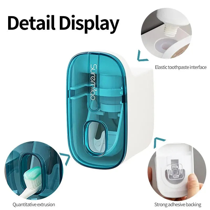 Automatic Toothpaste Dispenser – Wall Mount Toothbrush Holder