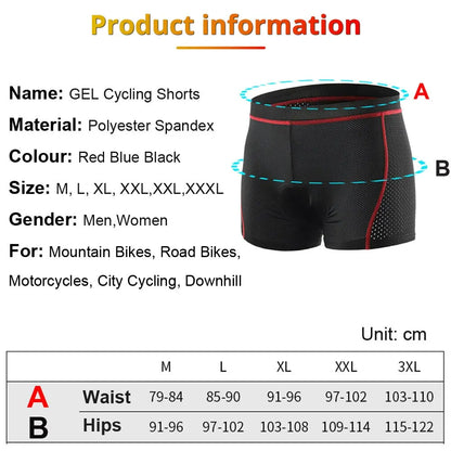 5D Gel Padded Cycling Shorts – Breathable Mesh Bike Underwear