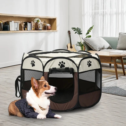 Portable Foldable Pet Tent – Octagonal Kennel & Playpen