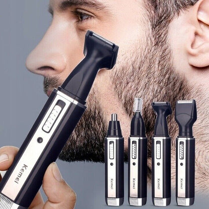 4-in-1 Rechargeable Grooming Kit for Men – Beard, Nose, Ear, and Eyebrow Trimmer